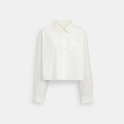 Coach Cropped Poplin Shirt In Organic Cotton White