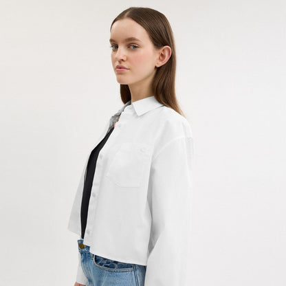 Coach Cropped Poplin Shirt In Organic Cotton White