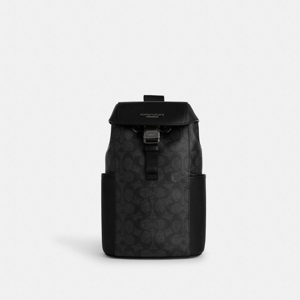 Coach Racer Pack In Signature Gunmetal Charcoal Black
