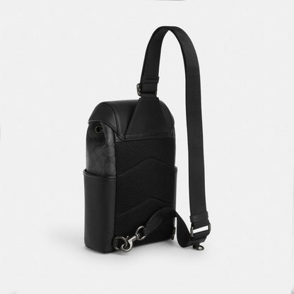 Coach Racer Pack In Signature Gunmetal Charcoal Black