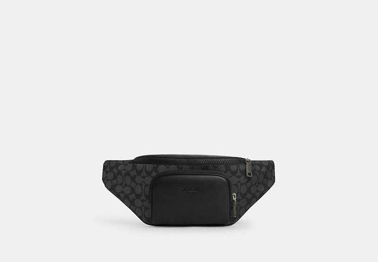 Racer Belt Bag In Signature Signature Canvas-Gunmetal-Charcoal-Black Signature Canvas-Gunmetal-Charcoal-Black