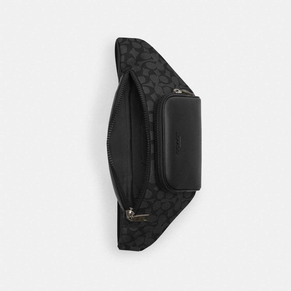 Racer Belt Bag In Signature Signature Canvas-Gunmetal-Charcoal-Black Signature Canvas-Gunmetal-Charcoal-Black