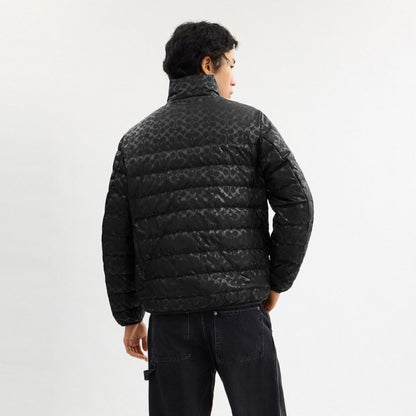 Coach Lightweight Down Jacket In Recycled Polyester Black