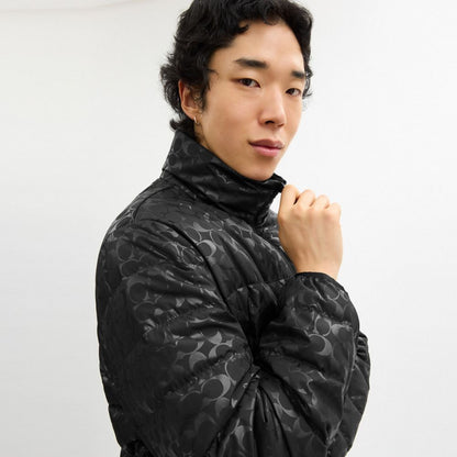 Coach Lightweight Down Jacket In Recycled Polyester Black