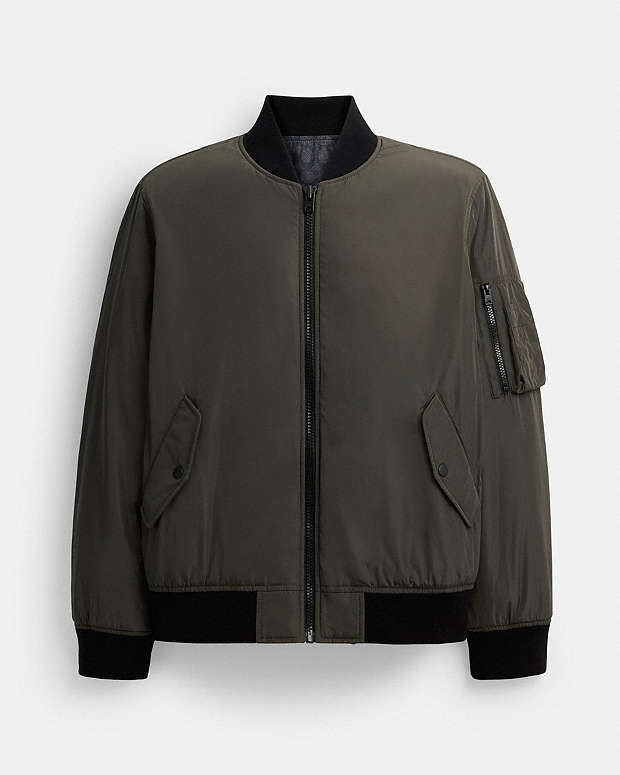 Reversible Ma 1 Jacket In Recycled Polyester Olive-Charcoal Signature Olive-Charcoal Signature