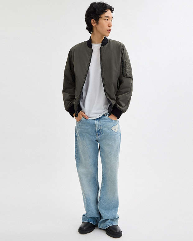 Reversible Ma 1 Jacket In Recycled Polyester Olive-Charcoal Signature Olive-Charcoal Signature