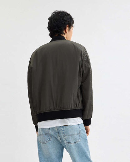 Reversible Ma 1 Jacket In Recycled Polyester Olive-Charcoal Signature Olive-Charcoal Signature