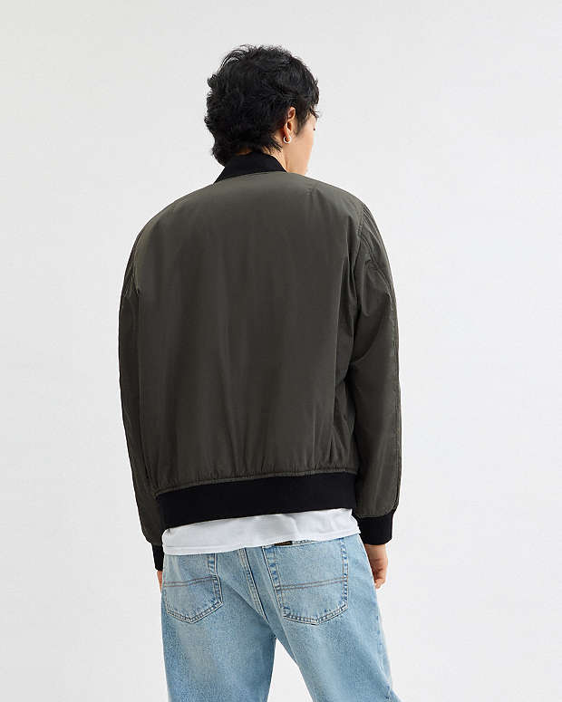 Reversible Ma 1 Jacket In Recycled Polyester Olive-Charcoal Signature Olive-Charcoal Signature