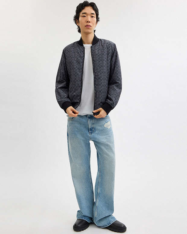 Reversible Ma 1 Jacket In Recycled Polyester Olive-Charcoal Signature Olive-Charcoal Signature