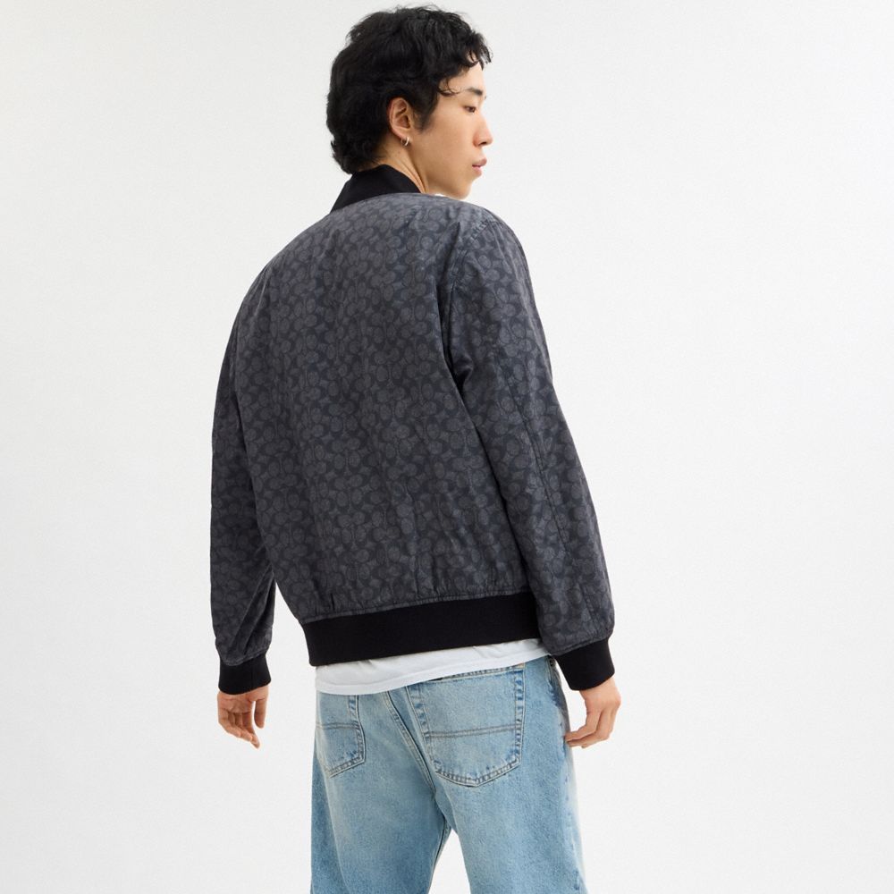 Coach Reversible Ma 1 Jacket In Recycled Polyester Olive Charcoal Signature