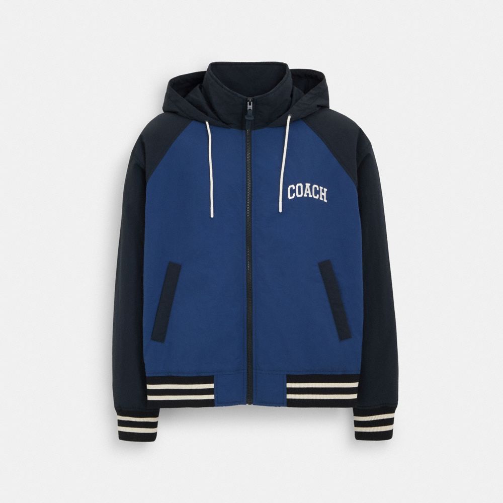 Coach Stadium Jacket In Recycled Polyamide Navy Blue