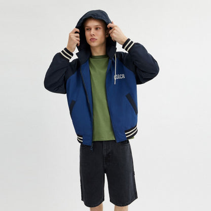 Coach Stadium Jacket In Recycled Polyamide Navy Blue