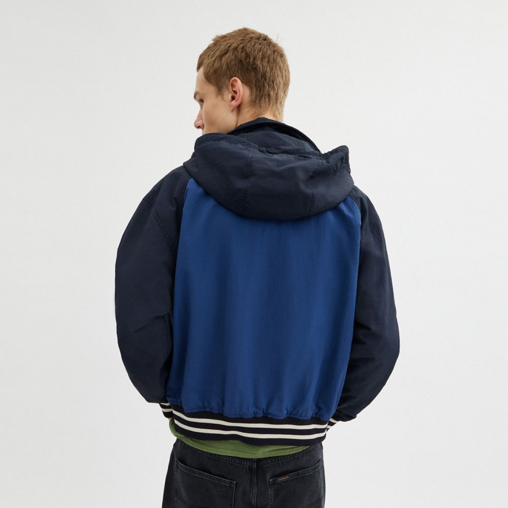 Coach Stadium Jacket In Recycled Polyamide Navy Blue