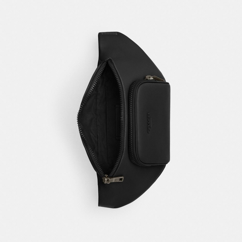 Racer Belt Bag Smooth Leather-Gunmetal-Black Smooth Leather-Gunmetal-Black
