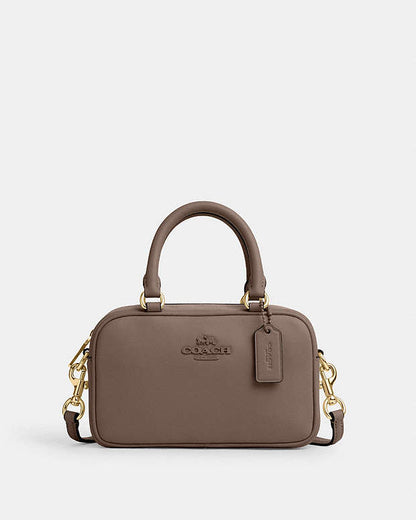 Satchel Crossbody Smooth Leather-Gold-Dark Stone Smooth Leather-Gold-Dark Stone