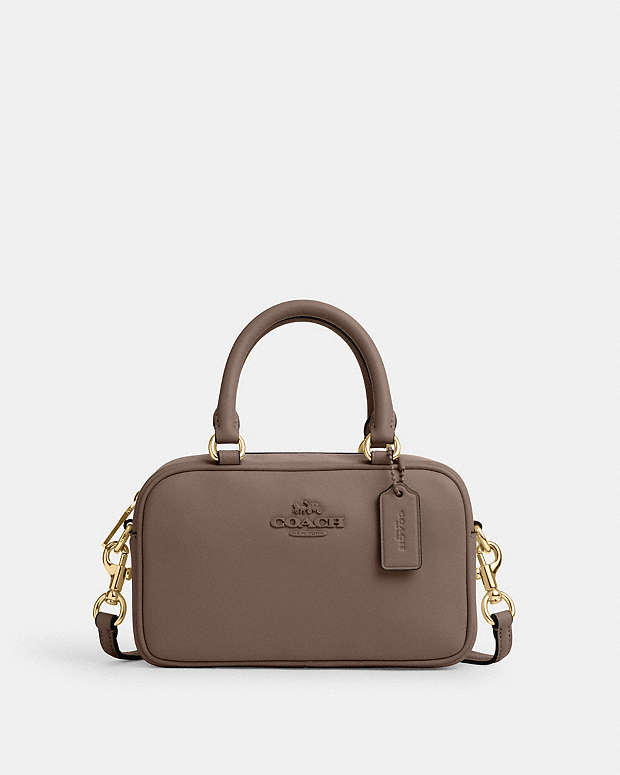 Satchel Crossbody Smooth Leather-Gold-Dark Stone Smooth Leather-Gold-Dark Stone