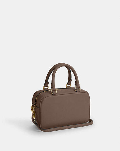 Satchel Crossbody Smooth Leather-Gold-Dark Stone Smooth Leather-Gold-Dark Stone