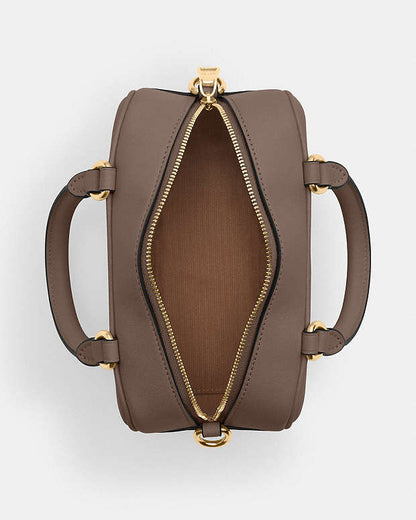 Satchel Crossbody Smooth Leather-Gold-Dark Stone Smooth Leather-Gold-Dark Stone