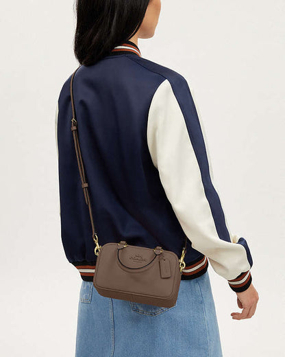 Satchel Crossbody Smooth Leather-Gold-Dark Stone Smooth Leather-Gold-Dark Stone