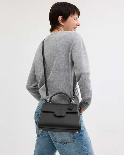 Eliza Top Handle Bag Smooth Leather-Gunmetal-Black Smooth Leather-Gunmetal-Black