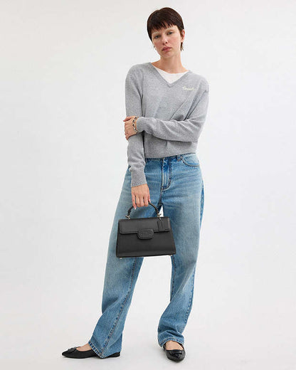 Eliza Top Handle Bag Smooth Leather-Gunmetal-Black Smooth Leather-Gunmetal-Black