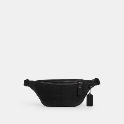 Coach Warren Mini Belt Bag In Signature Jacquard Black Copper Black