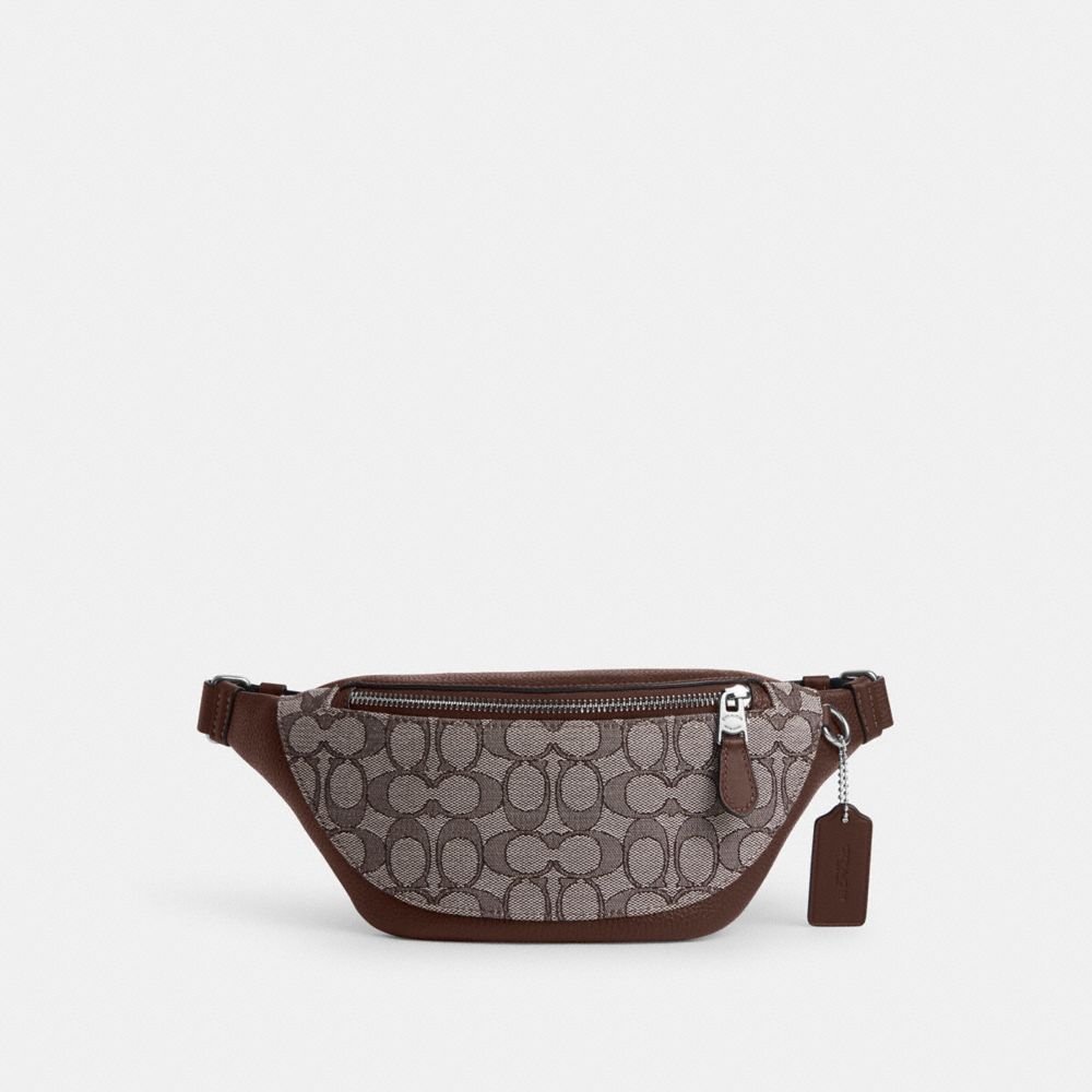 Warren Mini Belt Bag In Signature Jacquard Silver-Oak-Maple Silver-Oak-Maple