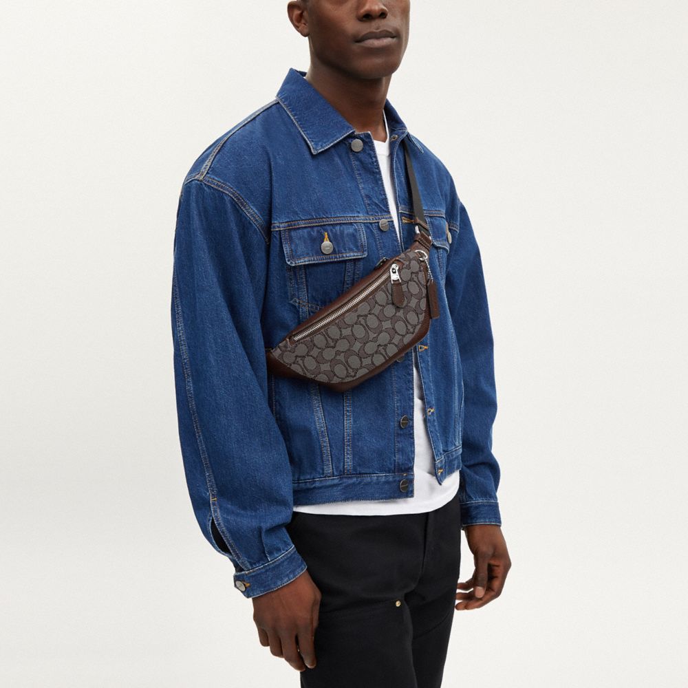 Warren Mini Belt Bag In Signature Jacquard Signature Jacquard-Silver-Oak-Maple Signature Jacquard-Silver-Oak-Maple