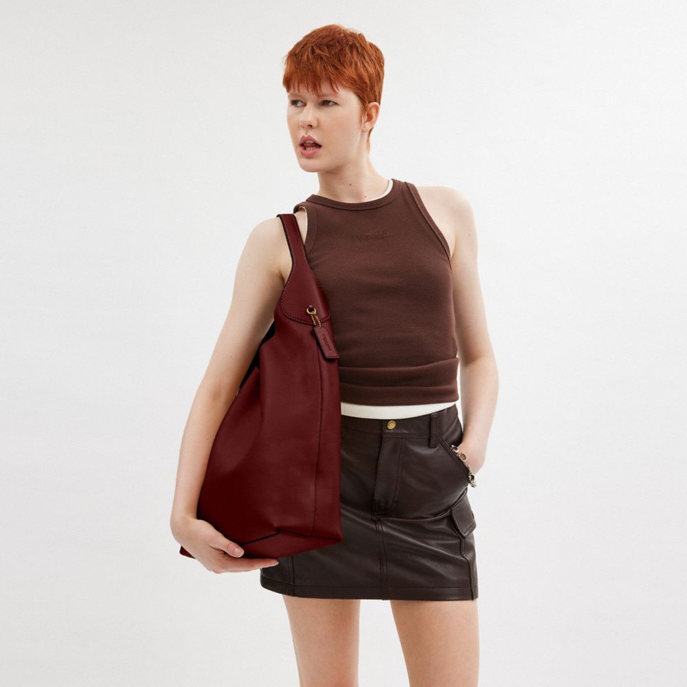 Coach Brooklyn Shoulder Bag 39 Brass Dark Ruby