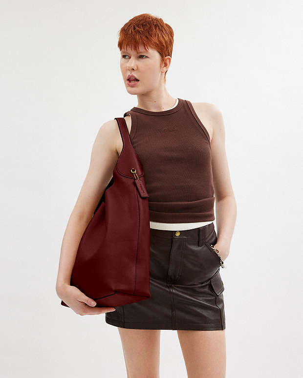 Brooklyn Shoulder Bag 39 Smooth Leather-Brass-Dark Ruby Smooth Leather-Brass-Dark Ruby