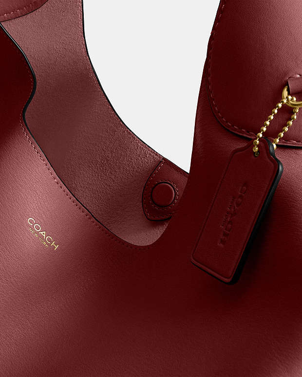 Brooklyn Shoulder Bag 39 Smooth Leather-Brass-Dark Ruby Smooth Leather-Brass-Dark Ruby