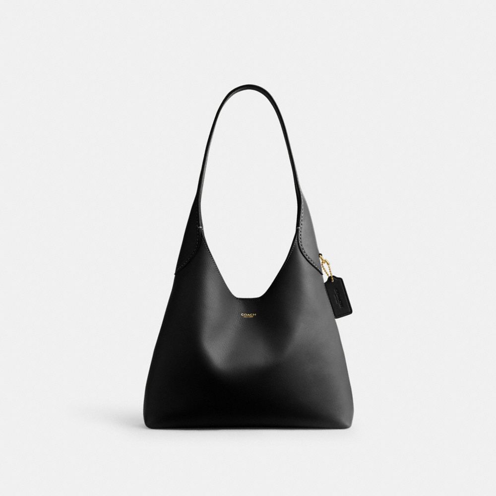 Brooklyn Shoulder Bag 28 Natural Grain Leather-Brass-Black Natural Grain Leather-Brass-Black