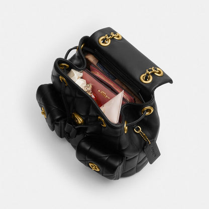 Coach Tabby Backpack With Pillow Quilting Brass Black