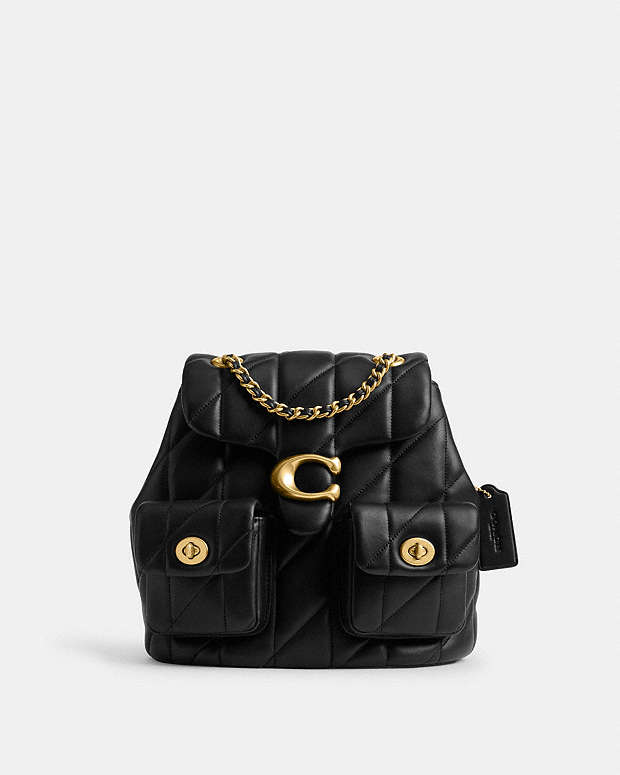 Tabby Backpack With Pillow Quilting Nappa Leather-Brass-Black Nappa Leather-Brass-Black