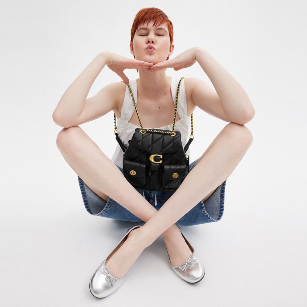 Coach Tabby Backpack With Pillow Quilting Brass Black