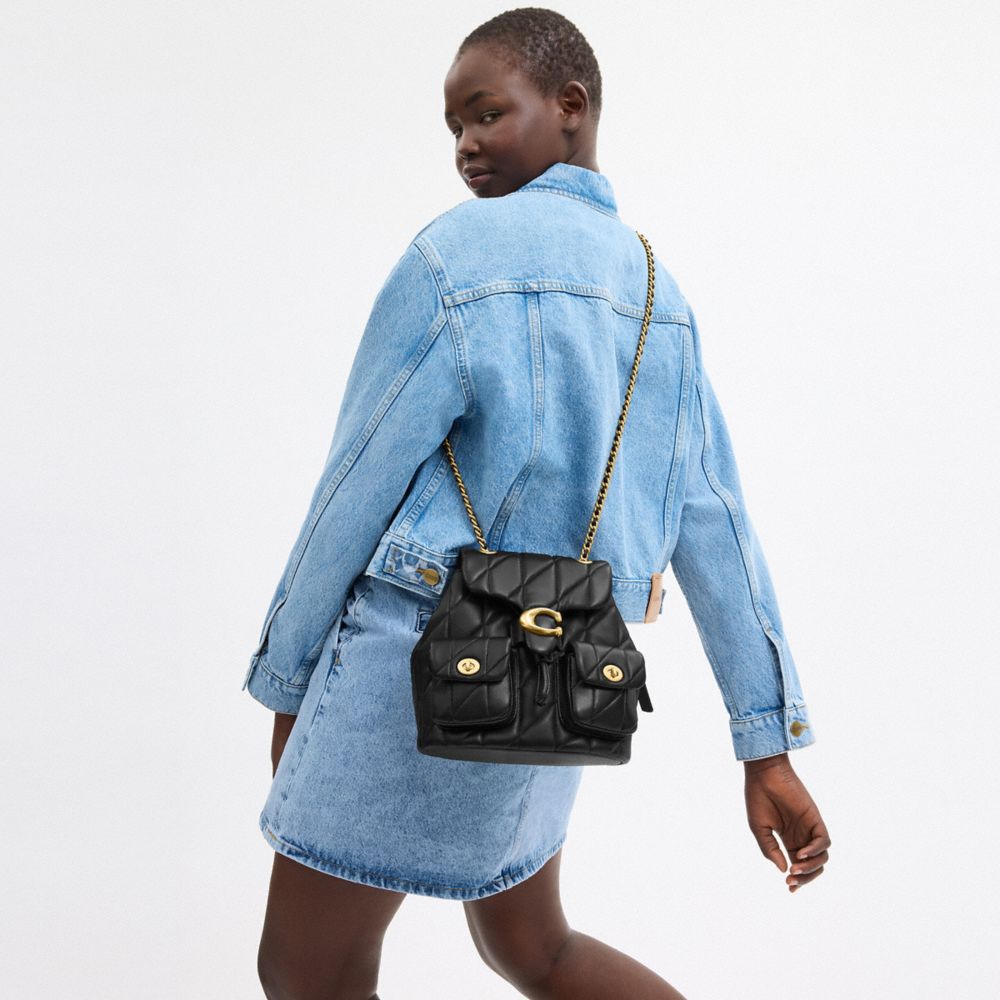 Coach Tabby Backpack With Pillow Quilting Brass Black