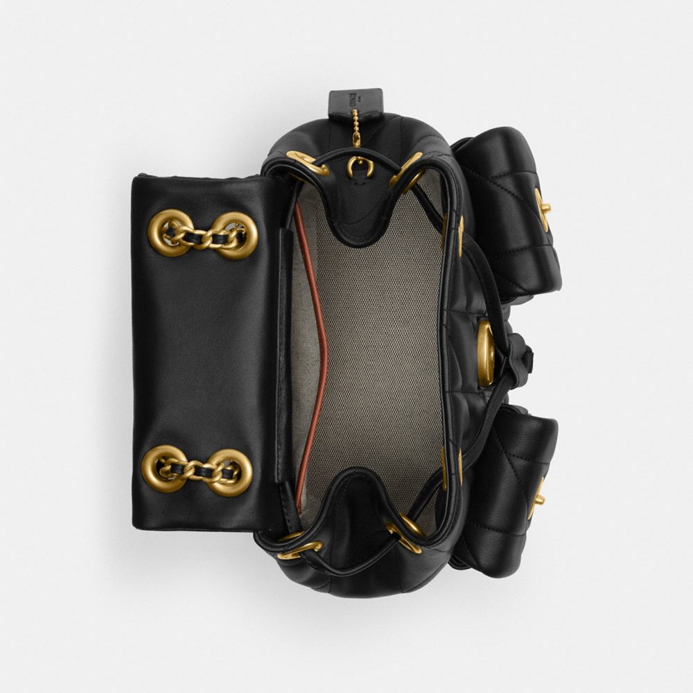 Coach Tabby Backpack With Pillow Quilting Brass Black