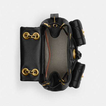 Coach Tabby Backpack With Pillow Quilting Brass Black