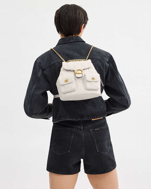 Tabby Backpack With Pillow Quilting Nappa Leather-Brass-Chalk Nappa Leather-Brass-Chalk