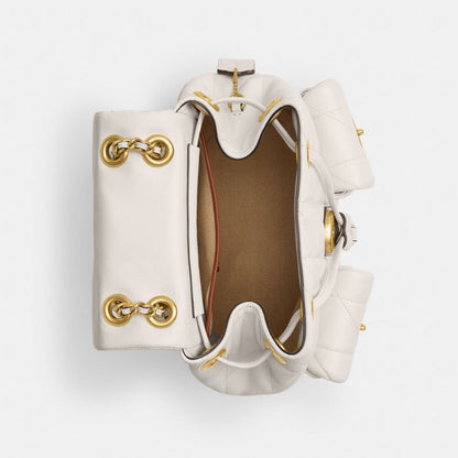 Coach Tabby Backpack With Pillow Quilting Brass Chalk