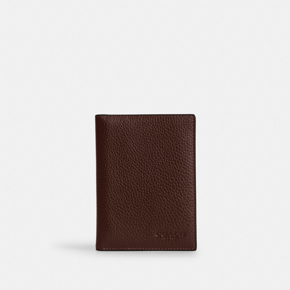 Coach Passport Card Case Silver/Maple