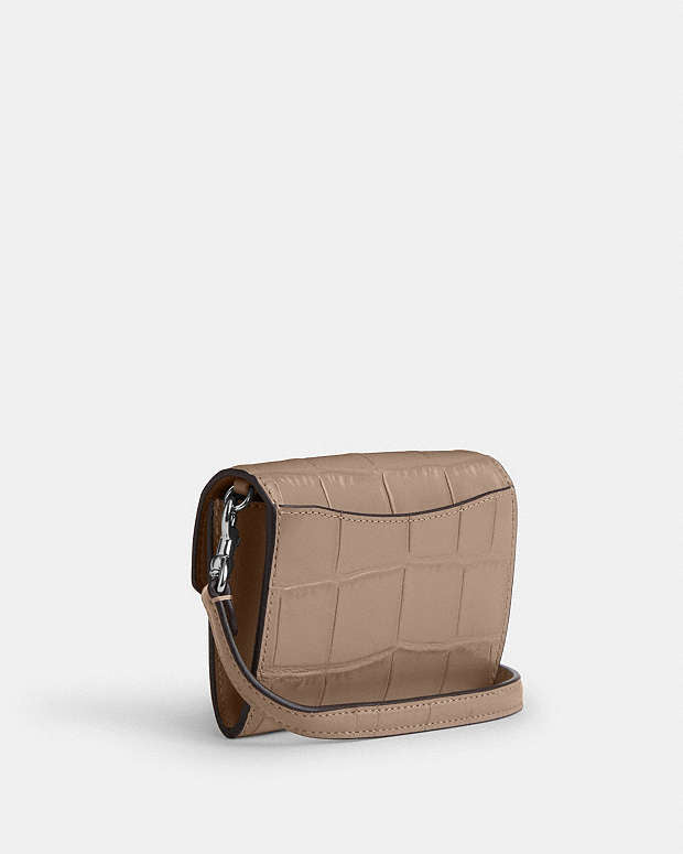 Mini Envelope Wallet With Strap Embossed Crocodile-Silver-Stone Embossed Crocodile-Silver-Stone
