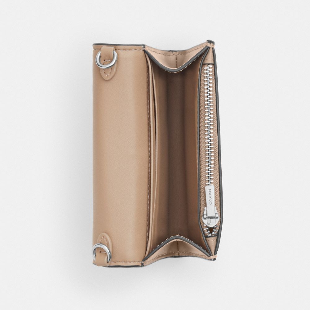 Coach Mini Envelope Wallet With Strap Silver Stone