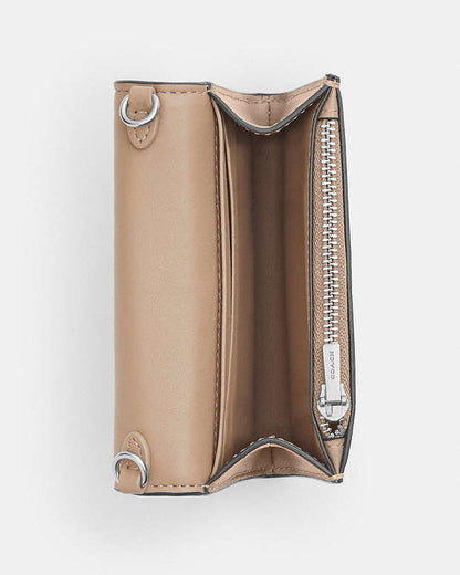 Mini Envelope Wallet With Strap Embossed Crocodile-Silver-Stone Embossed Crocodile-Silver-Stone