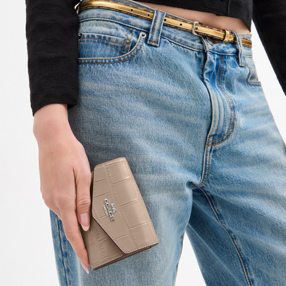 Coach Mini Envelope Wallet With Strap Silver Stone