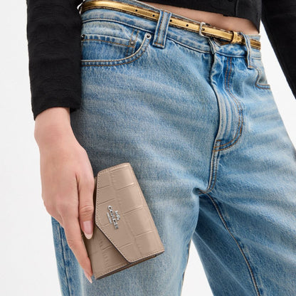 Coach Mini Envelope Wallet With Strap Silver Stone