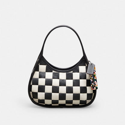 Coach Ergo Bag In Checkerboard Upcrafted Leather Black Chalk