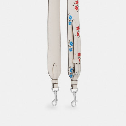 Coach Strap With Floral Print Silver Chalk Multi