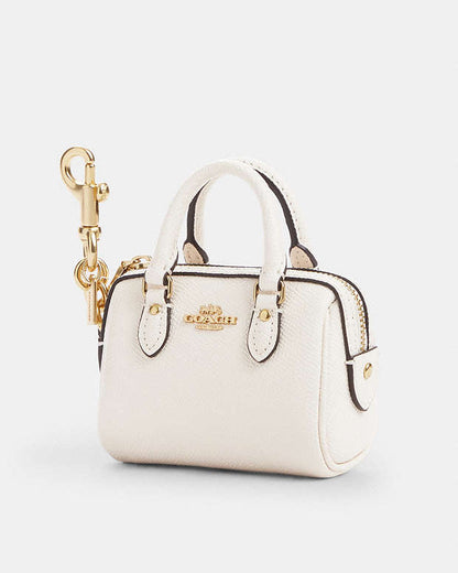 Mini Rowan Satchel Bag Charm Crossgrain Leather-Gold-Chalk Crossgrain Leather-Gold-Chalk