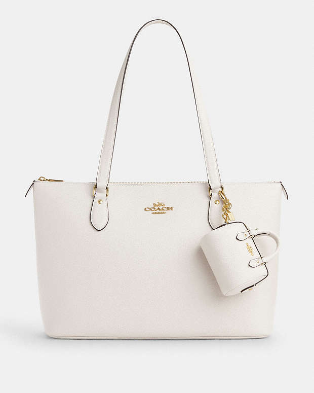 Mini Rowan Satchel Bag Charm Crossgrain Leather-Gold-Chalk Crossgrain Leather-Gold-Chalk